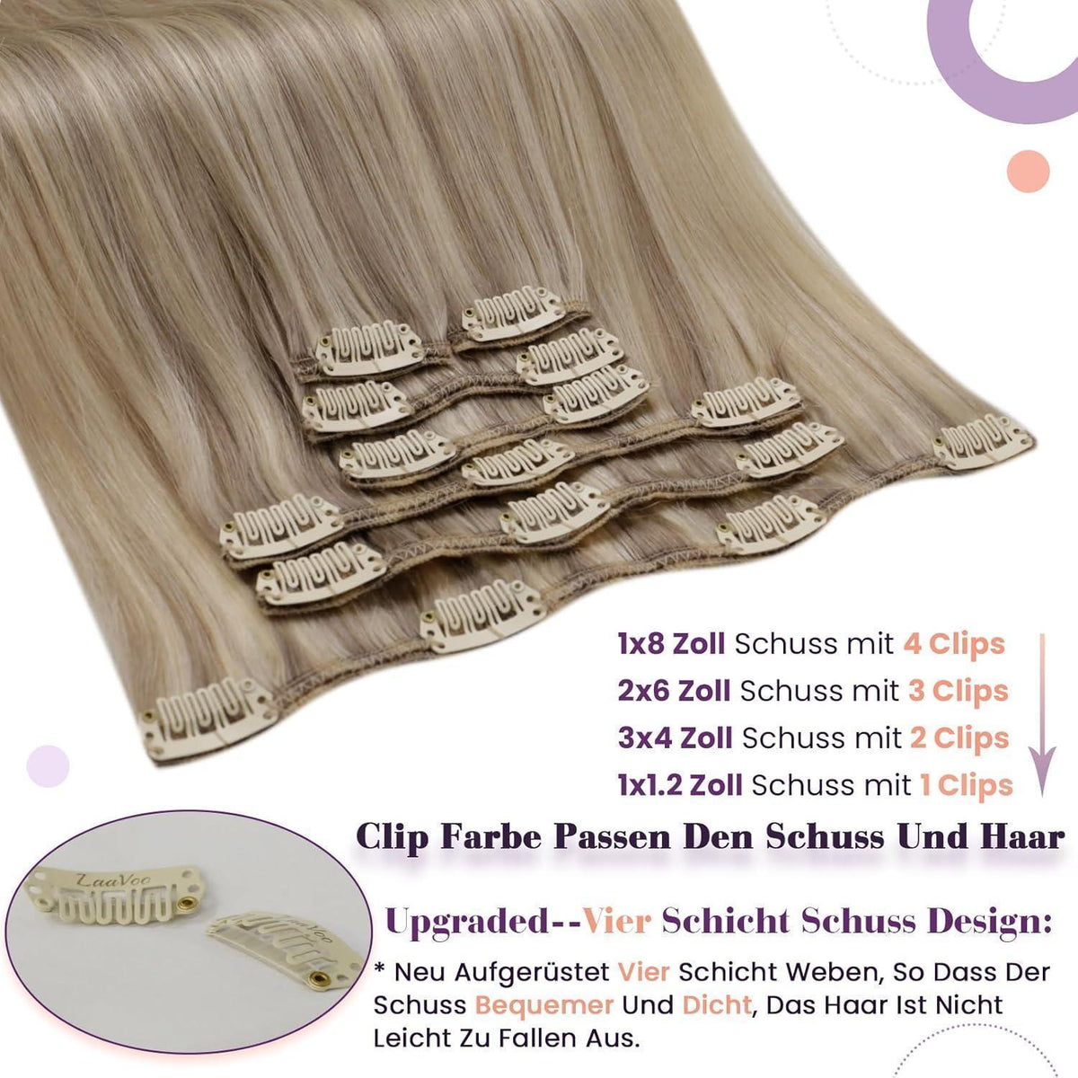 Echthaar Clip-Ins Blond 60cm - Remy Haarverlängerung