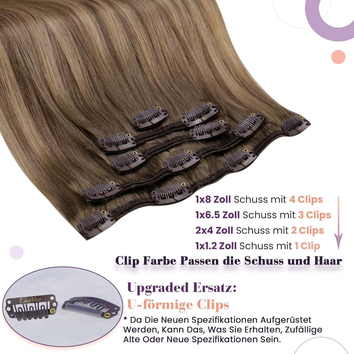 Echthaar Haarverlängerung Hellbraun Balayage 45cm