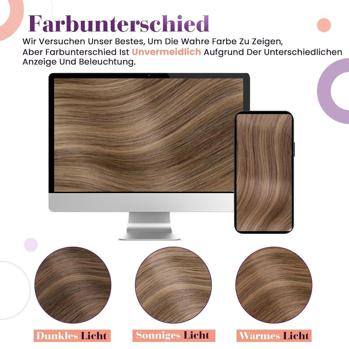 Echthaar Haarverlängerung Hellbraun Balayage 45cm