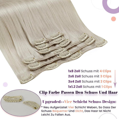 Echthaar Clip Extensions Blond Highlight 40cm