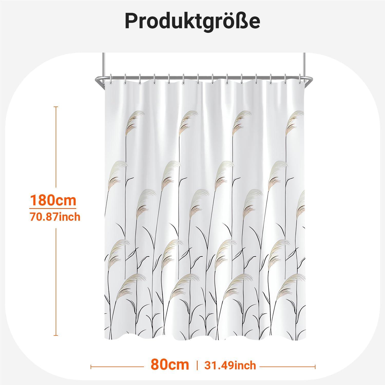 Duschvorhang Weizenohr 80x180cm Antischimmel Wasserabweisend Polyester