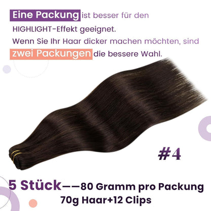Echthaar Clip-in Extensions Braun (35cm, 80g)