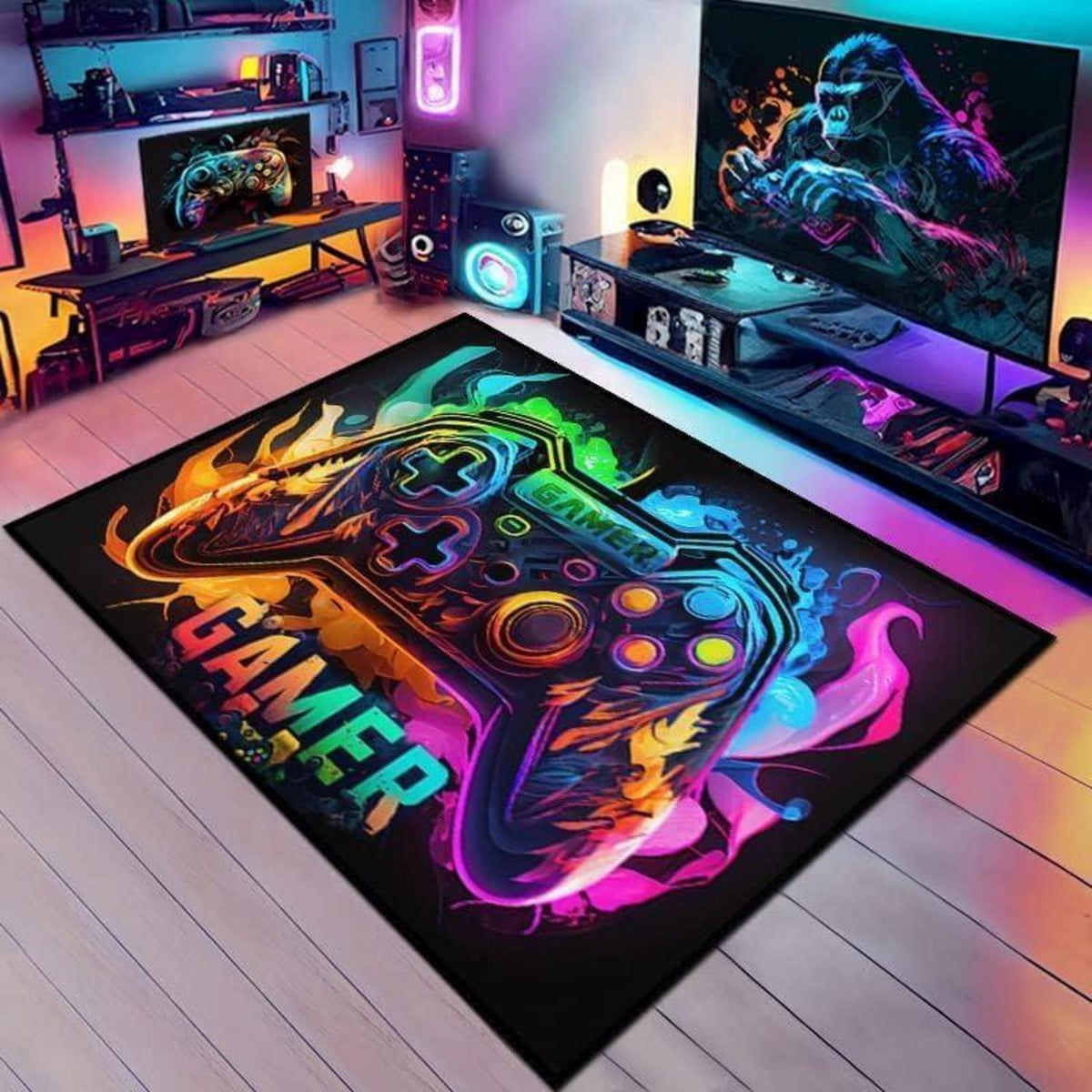Gaming Teppich Rutschfest 160x200 cm – Dekor für Gamer Zimmer