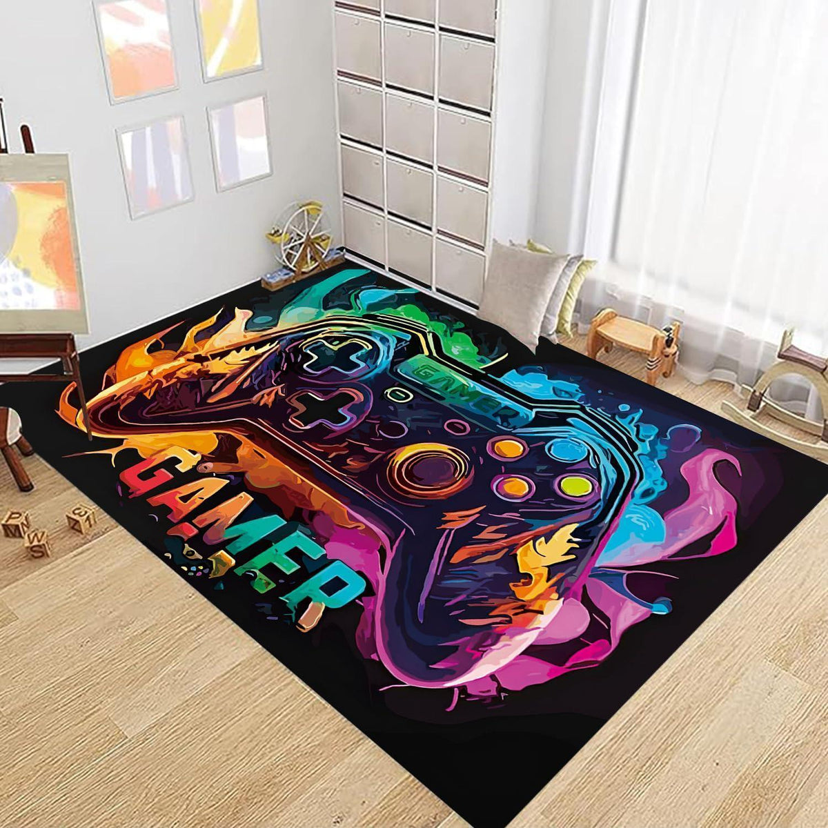 Gaming Teppich Controller Design – Rutschfest & Waschbar 160x240cm