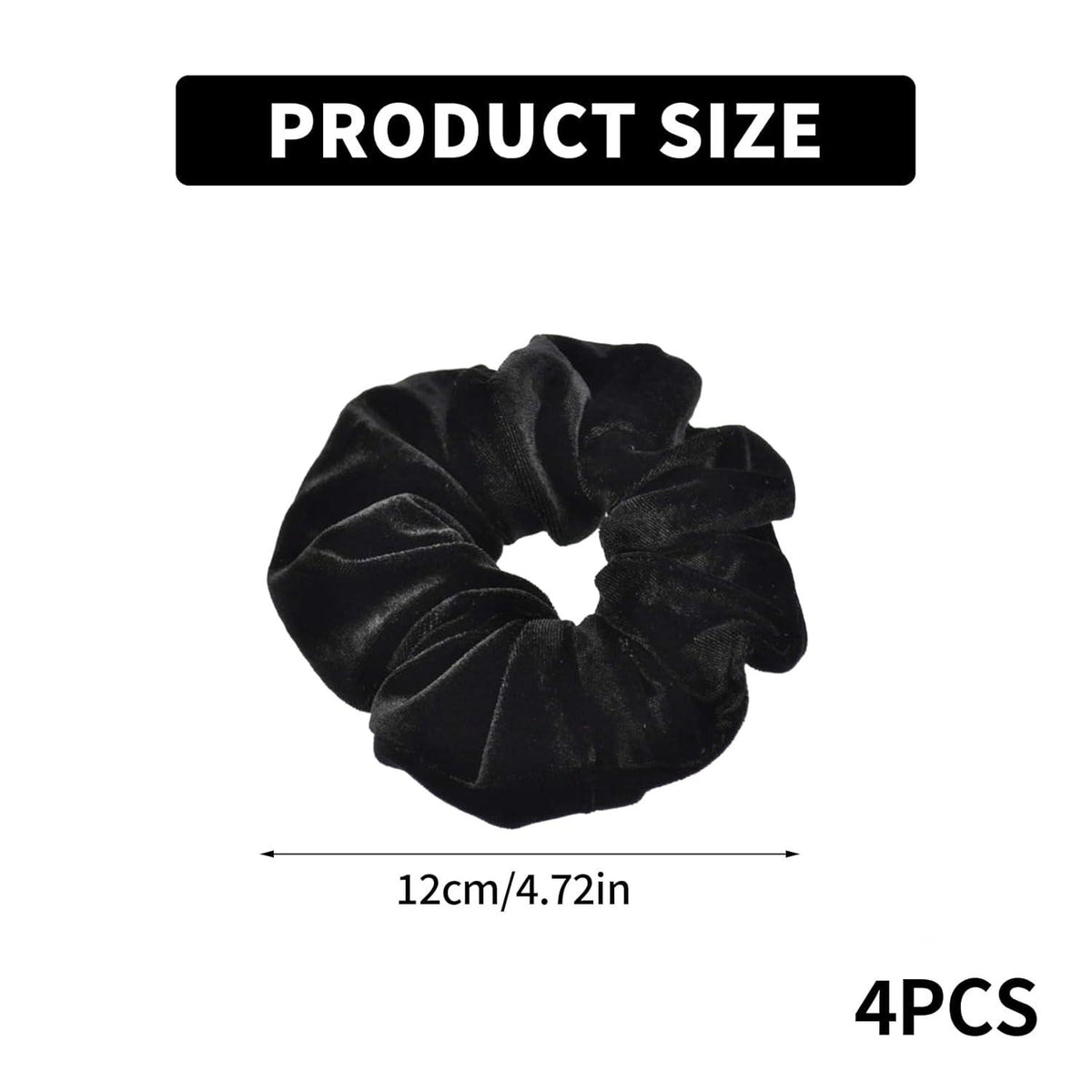 4er Set Schwarze Samt Scrunchies Haargummi für Damen und