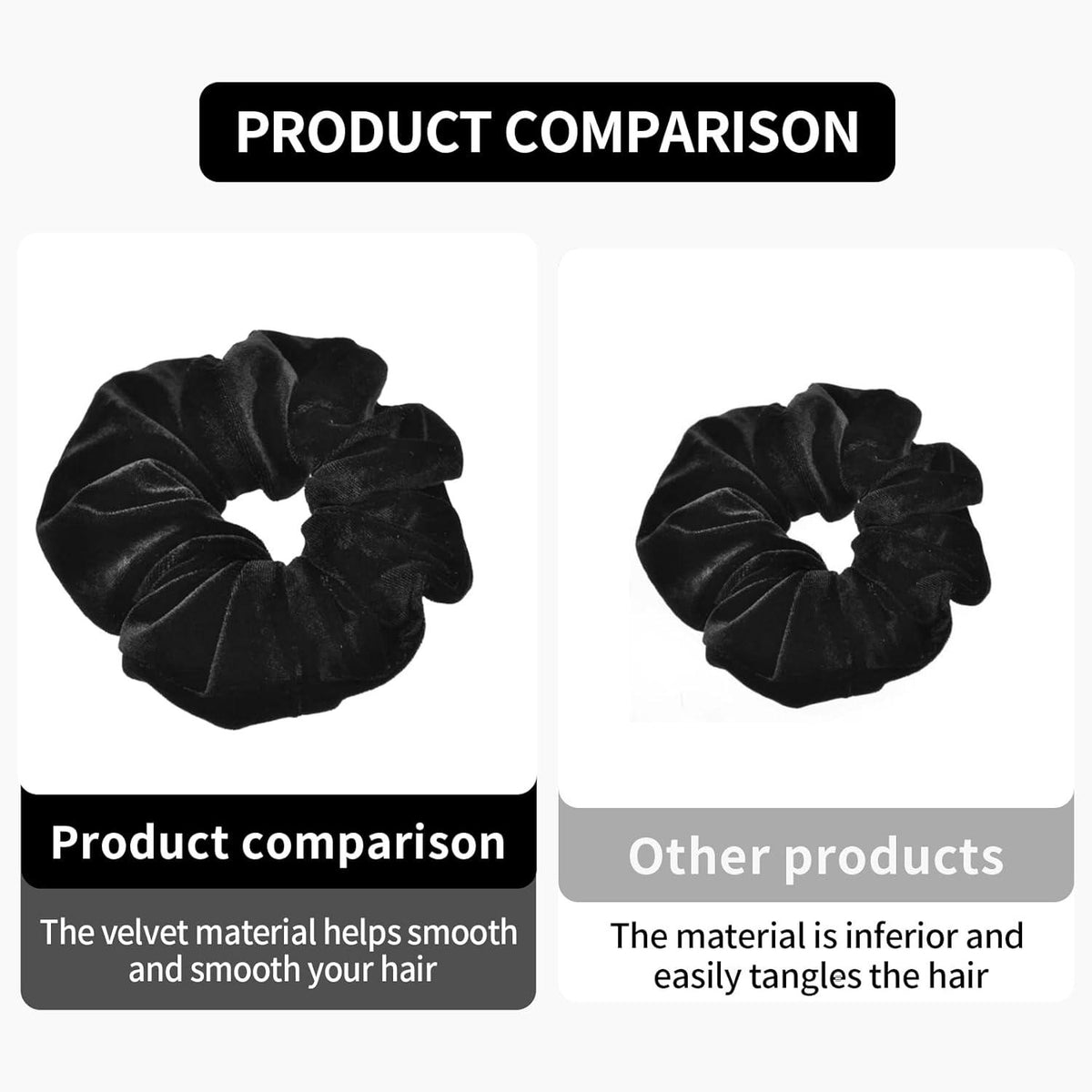 4 Stück Schwarze Samt Scrunchies Haargummi Set für Damen und Mädchen