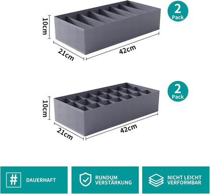 Schubladen Organizer für Hemnes Kommode 4er Set Faltbar Waschbar Grau