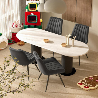 Esszimmerstühle 4er Set | Polsterstühle mit Sitzkissen Schwarz