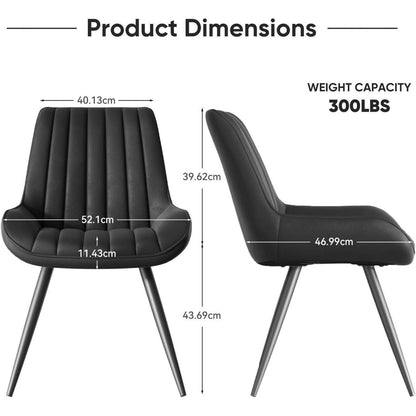 Esszimmerstühle 4er Set | Polsterstühle mit Sitzkissen Schwarz