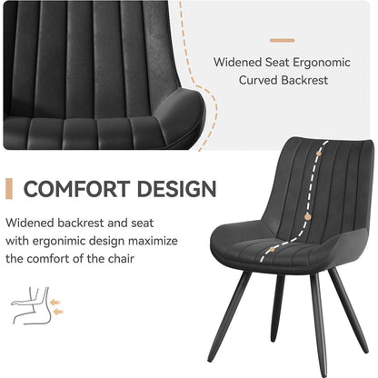 Esszimmerstühle 4er Set | Polsterstühle mit Sitzkissen Schwarz