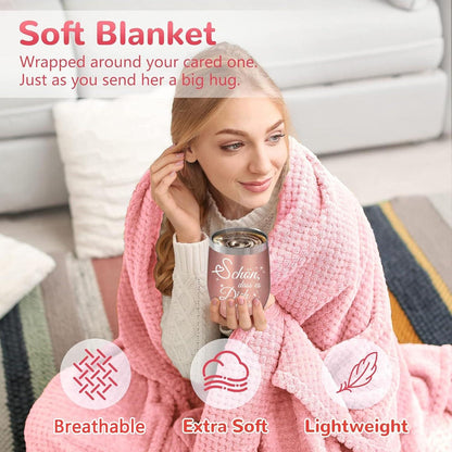 Geschenkset für Frauen: Kuscheldecke, Weinbecher, Duftkerzen & mehr