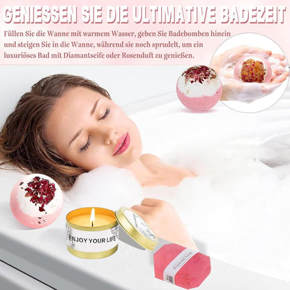 Geschenkset Frauen Weinbecher Kuscheldecke 10-teilig Weihnachten