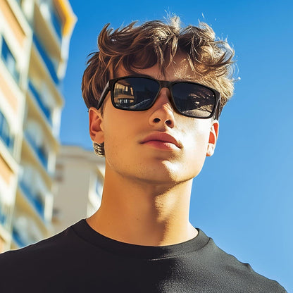 Polarisierte Sonnenbrille Herren Damen UV400 Sport Schwarz