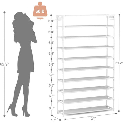 Schuhregal 10 Ebenen – Platzsparend & Robust für 50 Paar Schuhe
