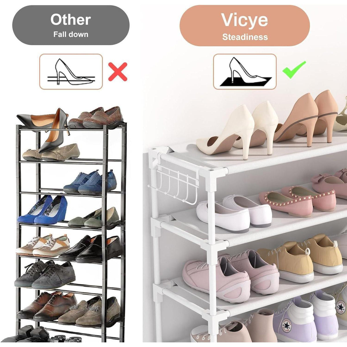 Schuhregal 10 Ebenen – Platzsparend & Robust für 50 Paar Schuhe