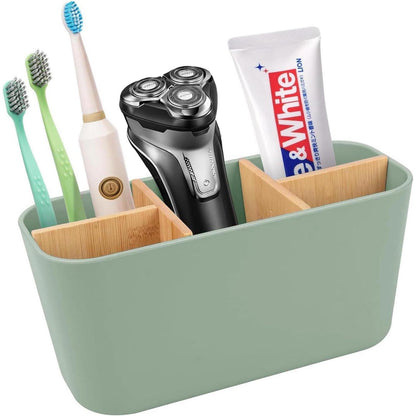 Bambus Zahnbürstenhalter mit 5 Fächern, Grün