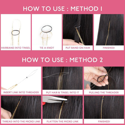 Glitzer Haarsträhnen Set Weihnachten – 1200 Strähnen