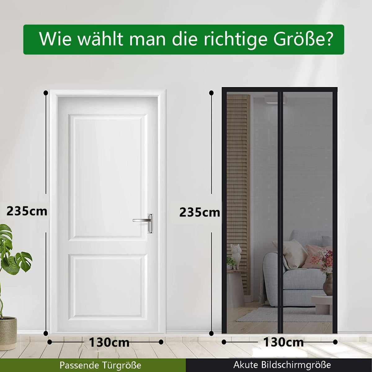 Fliegengitter Balkontür Magnet 130x235cm – Insektenschutz ohne Bohren