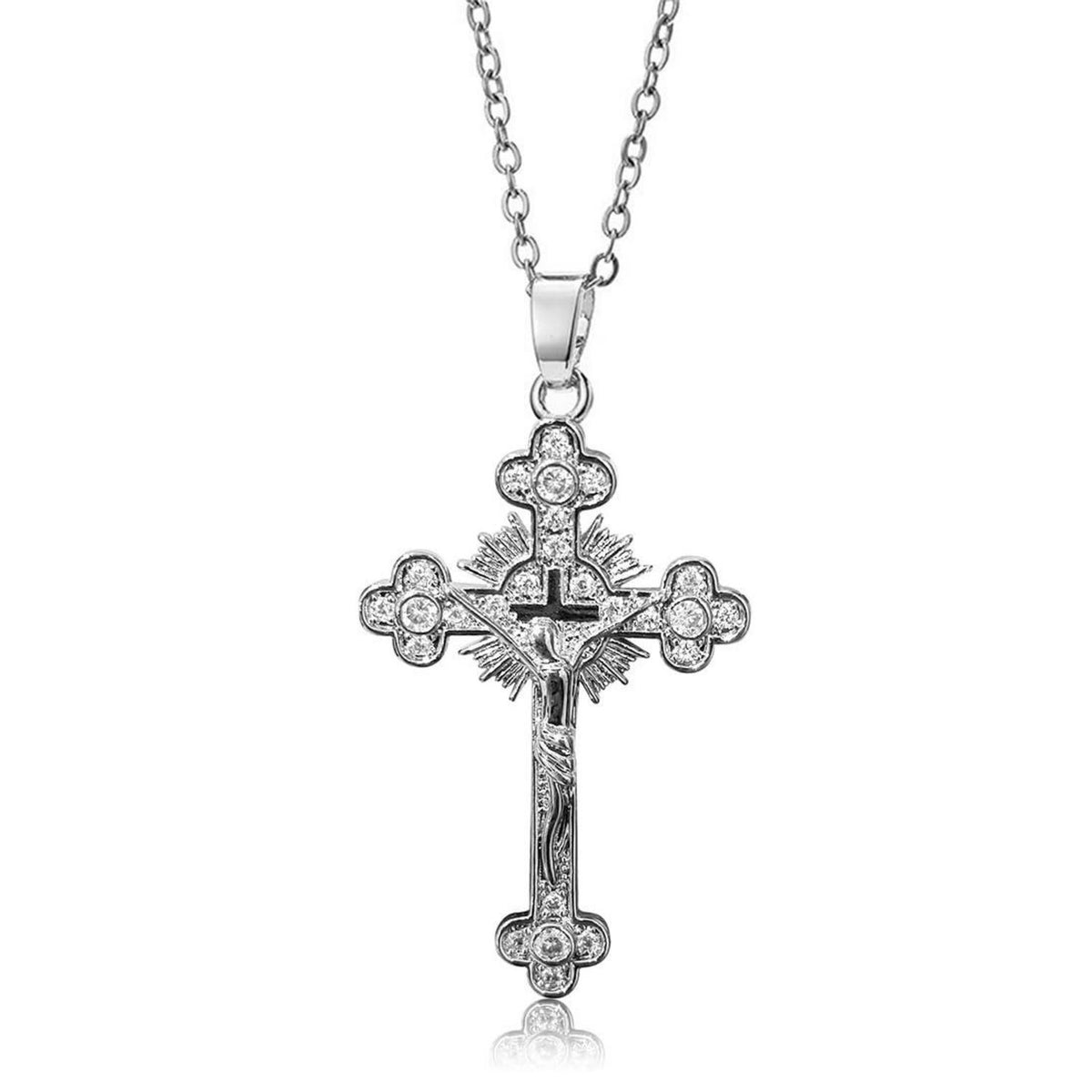 Silberne Zirkonia Kreuz Halskette hypoallergen Modeschmuck für Damen