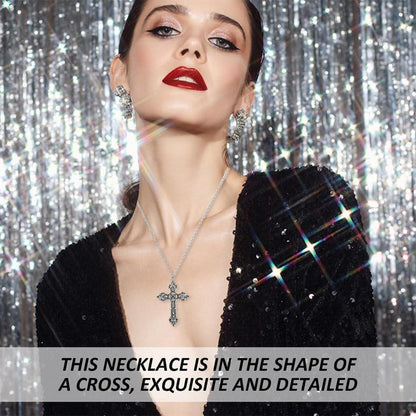 Silberne Zirkonia Kreuz Halskette hypoallergen Modeschmuck für Damen