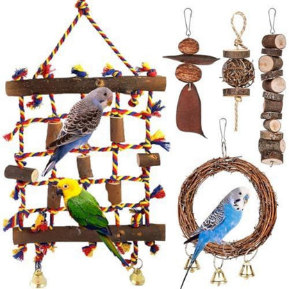 Vogelspielzeug Kletternetz mit Kauspielzeug für Papageien