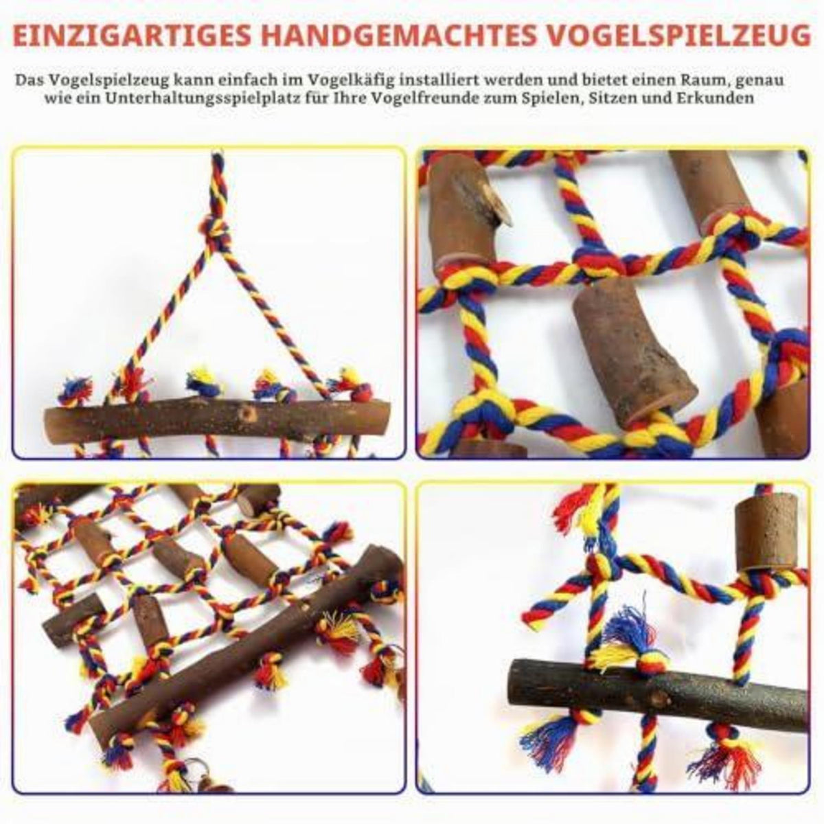 Vogelspielzeug Kletternetz mit Kauspielzeug für Papageien