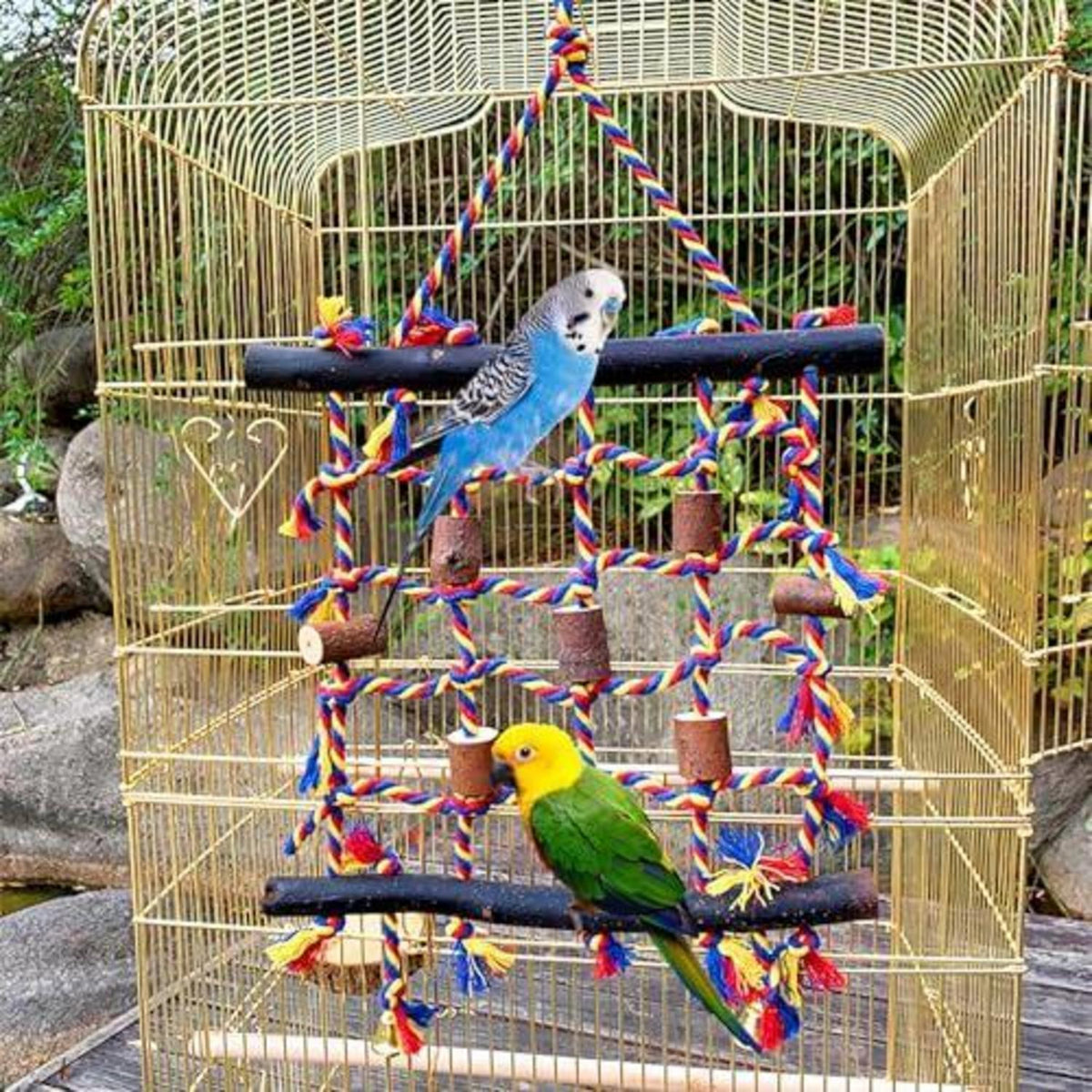 Vogelspielzeug Kletternetz mit Kauspielzeug für Papageien