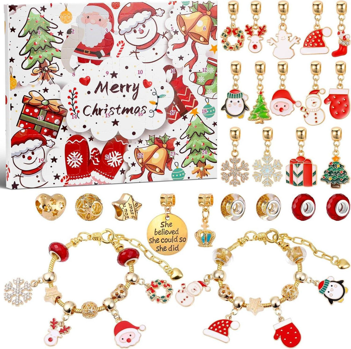 Schmuck Adventskalender 2024 Teenager Mädchen DIY Armband 24 Türchen