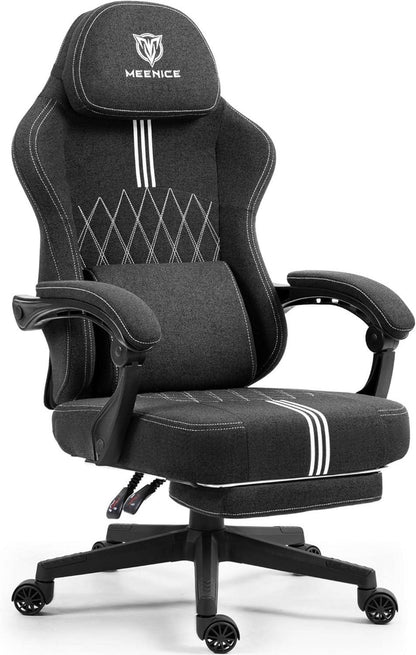 Gaming Stuhl Stoff mit Taschenfederkissen und Kühlung Gel Massage