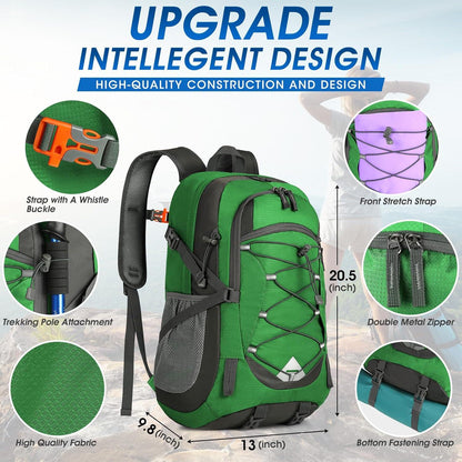 40L Wasserdichter Wanderrucksack Damen Herren Leicht Faltbar