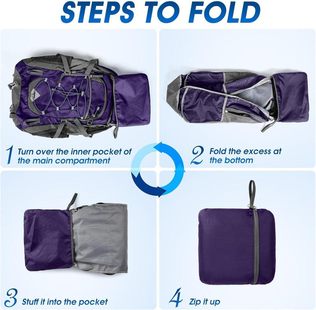 Wanderrucksack 40L Wasserdicht Leicht Faltbar Trekkingrucksack