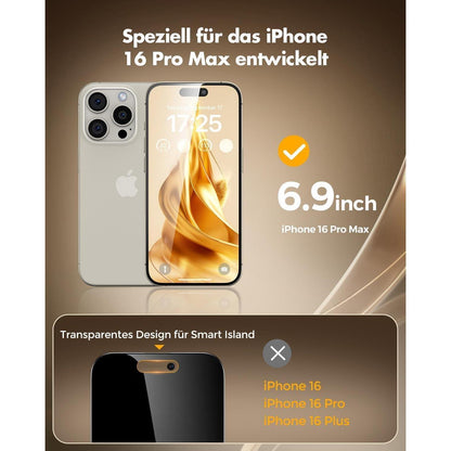 Sichtschutz Glas für iPhone 16 Pro Max (2er Pack)