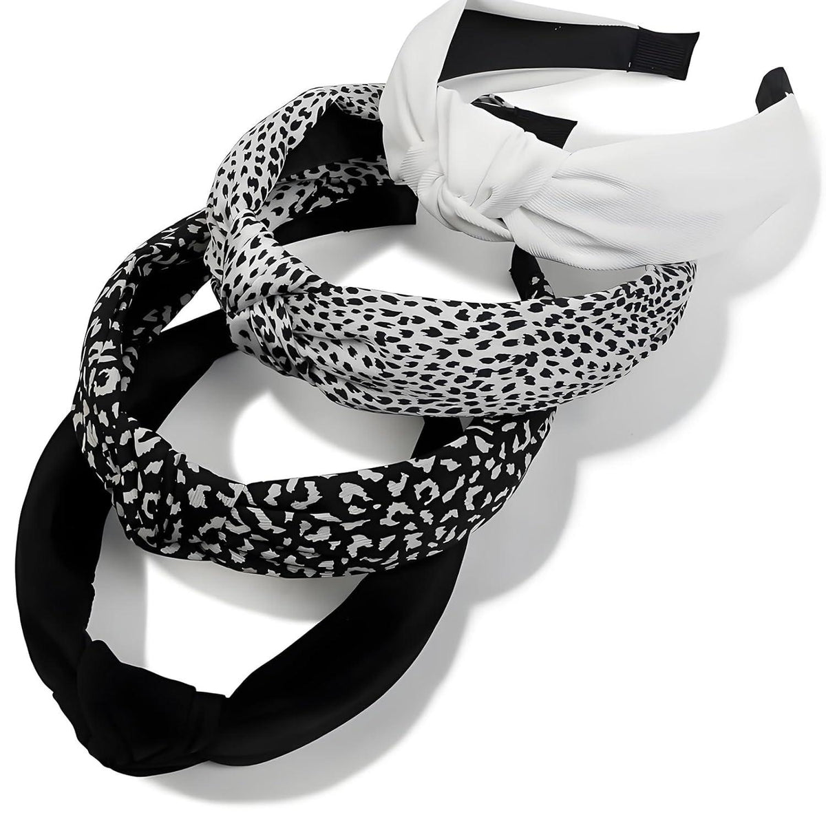 4er Set Damen Stirnbänder Retro Style Haarreifen Leopardmuster
