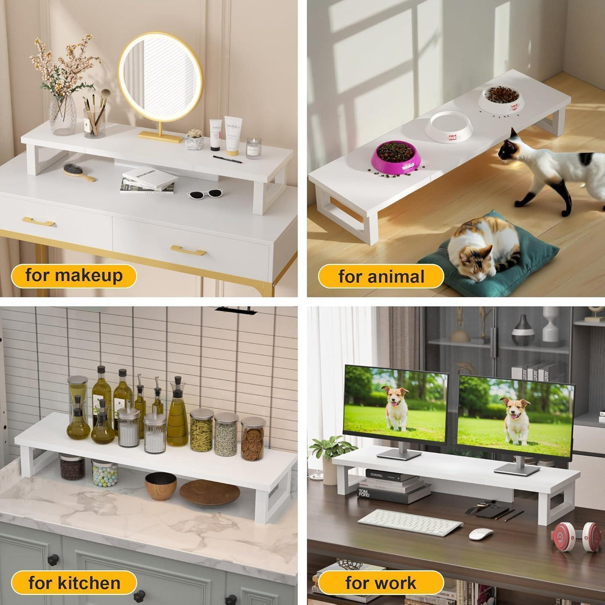 Monitorerhöhung für 2 Monitore, Weiß, 91x26cm