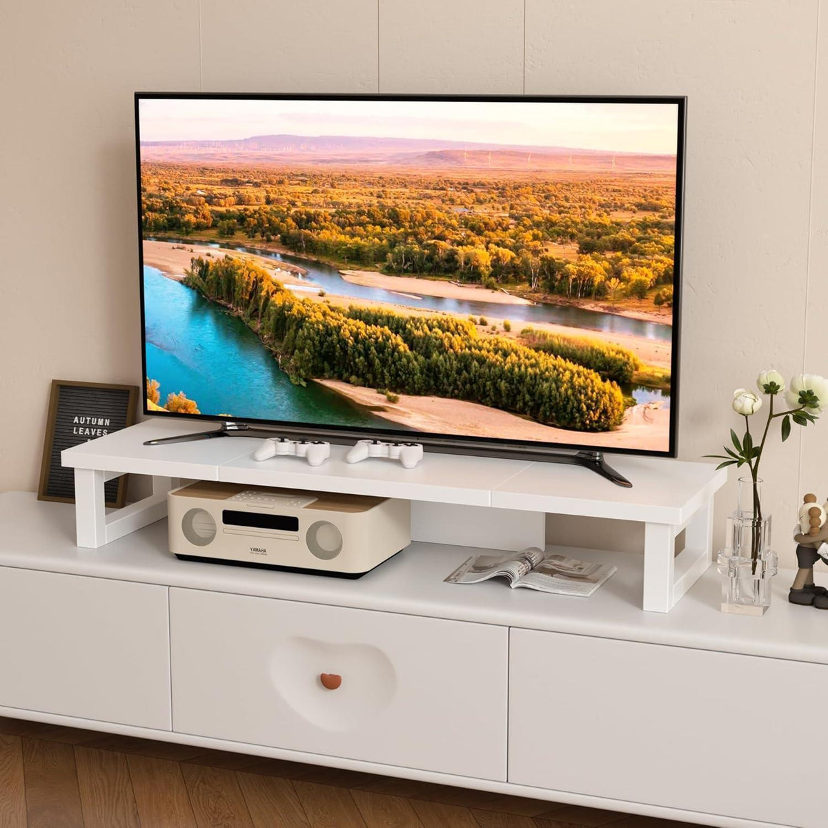 Monitorerhöhung für 2 Monitore, Weiß, 91x26cm