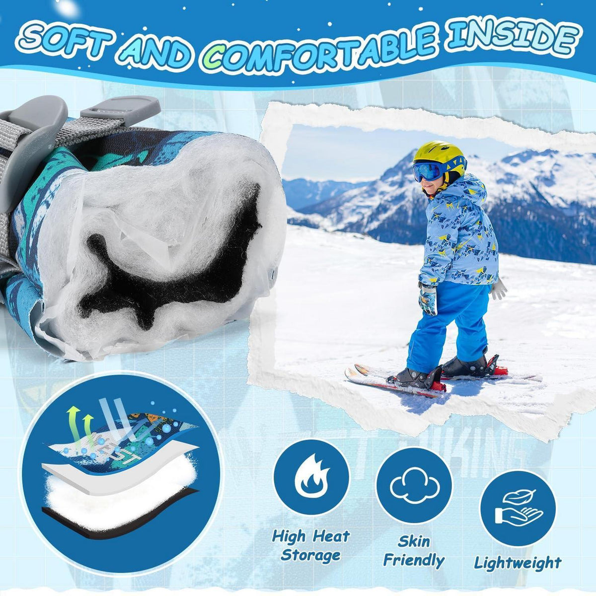 Kinder Winterhandschuhe warm & wasserdicht für 4-12 Jahre