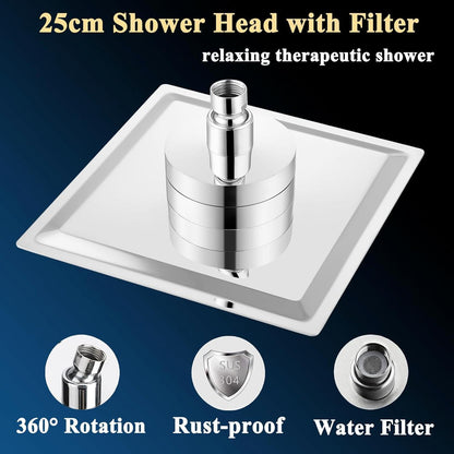 Gefilterter Regenduschkopf 25cm Chrom – Weiches Wasser & Hochdruck