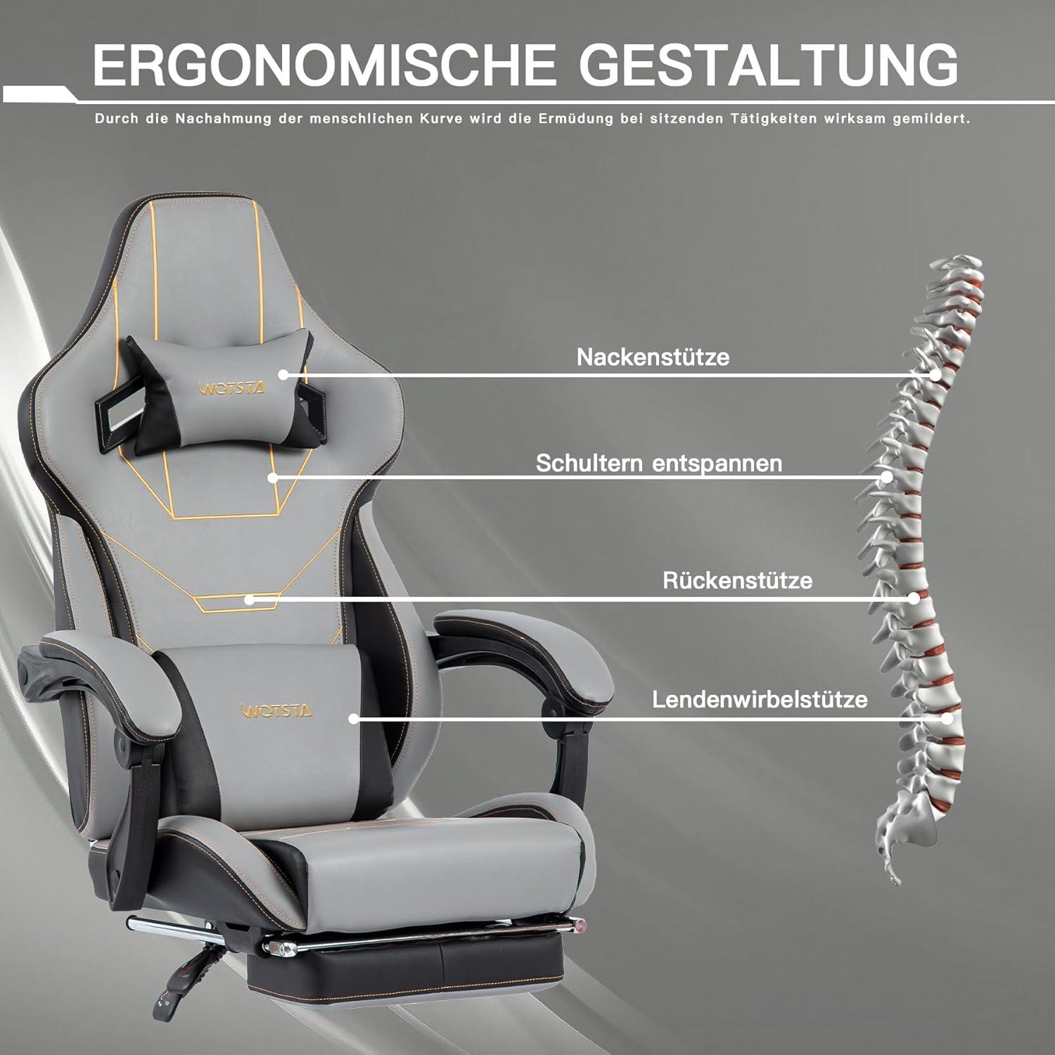 Gaming Stuhl mit Fußstütze | Höhenverstellbar | Ergonomisch | Racing Chair