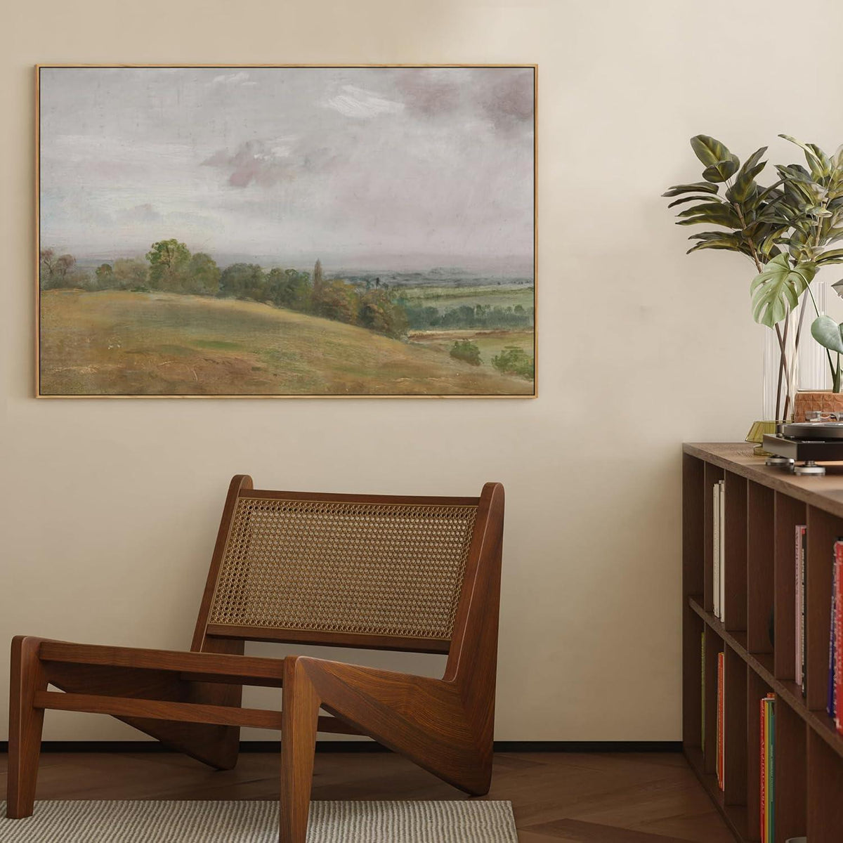 Vintage Leinwandbild mit Holzrahmen, 50x75 cm Himmel & Wiesen
