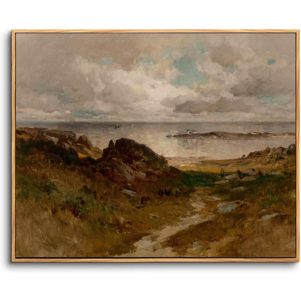 Vintage Meereslandschaft Leinwandbild mit Holzrahmen 40x60 cm