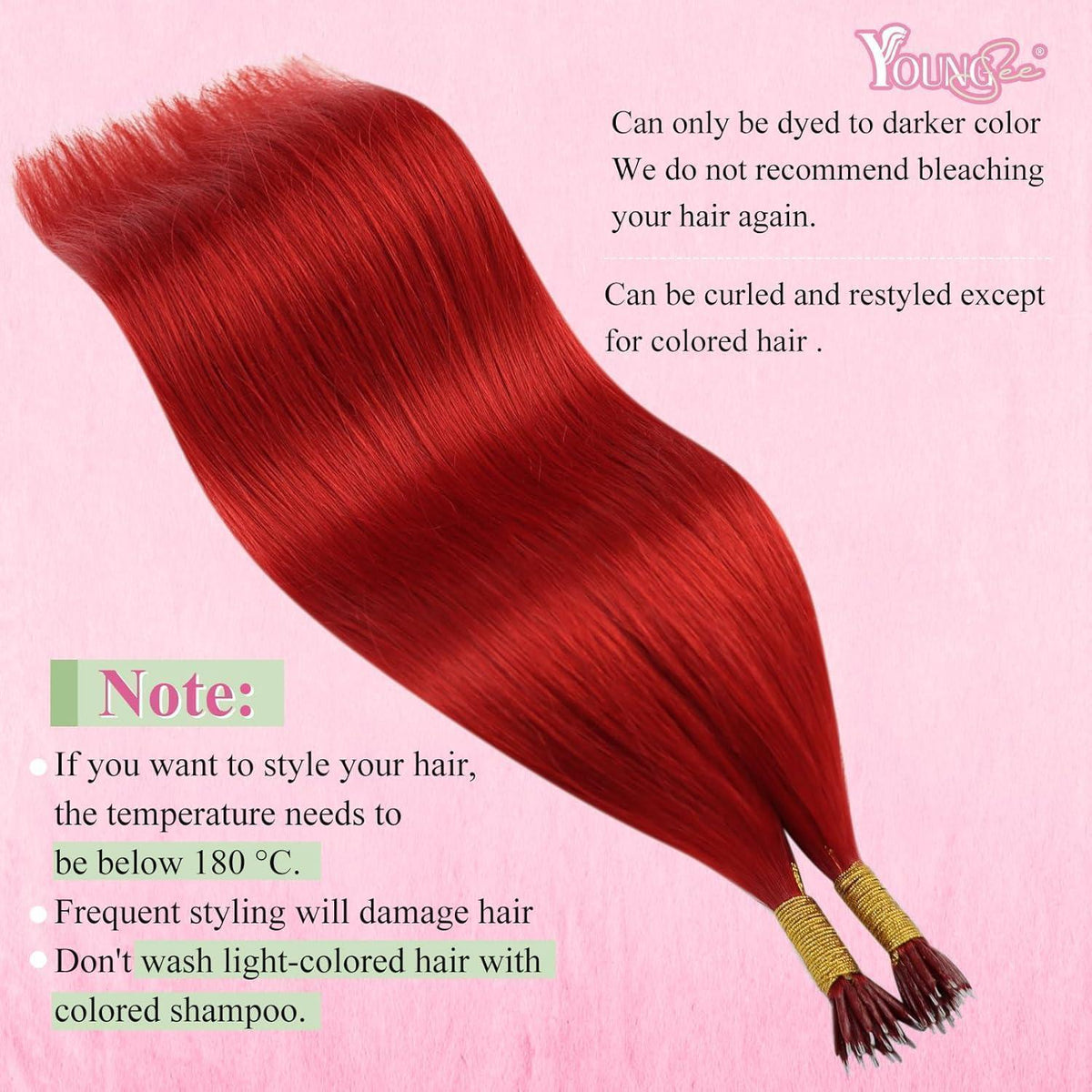 Rot 50cm Echthaar Nano Ring Extensions – Remy Haarverlängerung