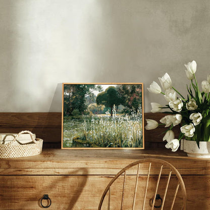 Vintage Leinwandbild mit Holzrahmen – Sommerlandschaft 20x25 cm