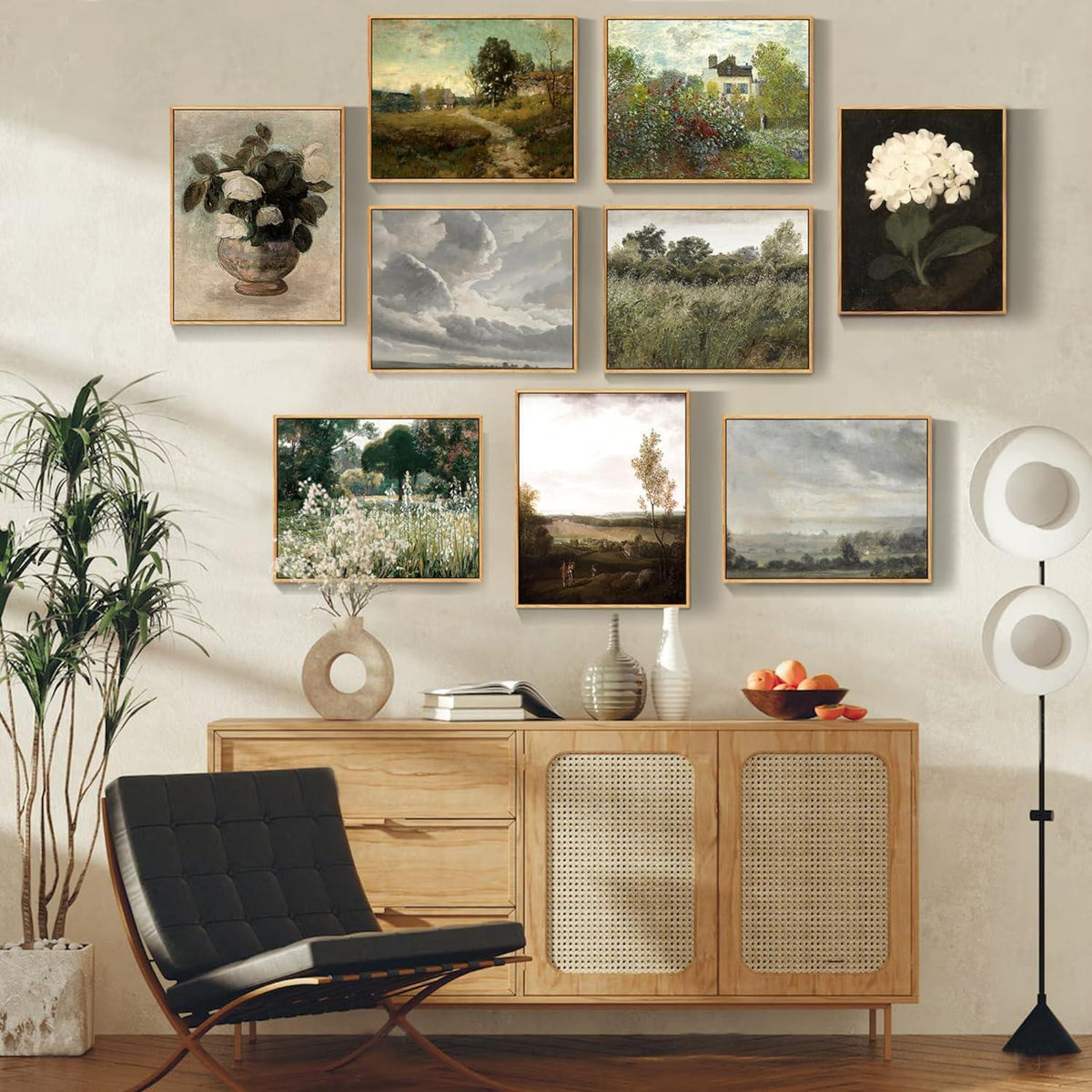 Vintage Leinwandbild mit Holzrahmen – Sommerlandschaft 20x25 cm