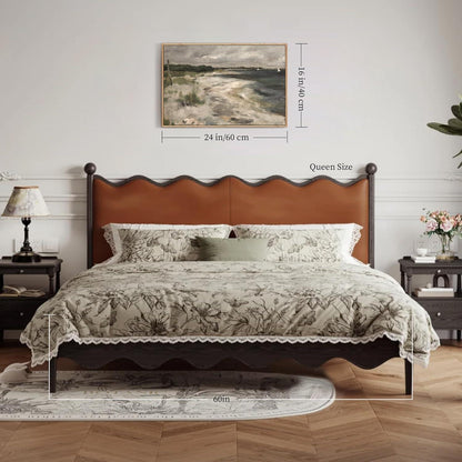 Vintage Leinwandbild Küstenlandschaft mit Holzrahmen 40x60 cm