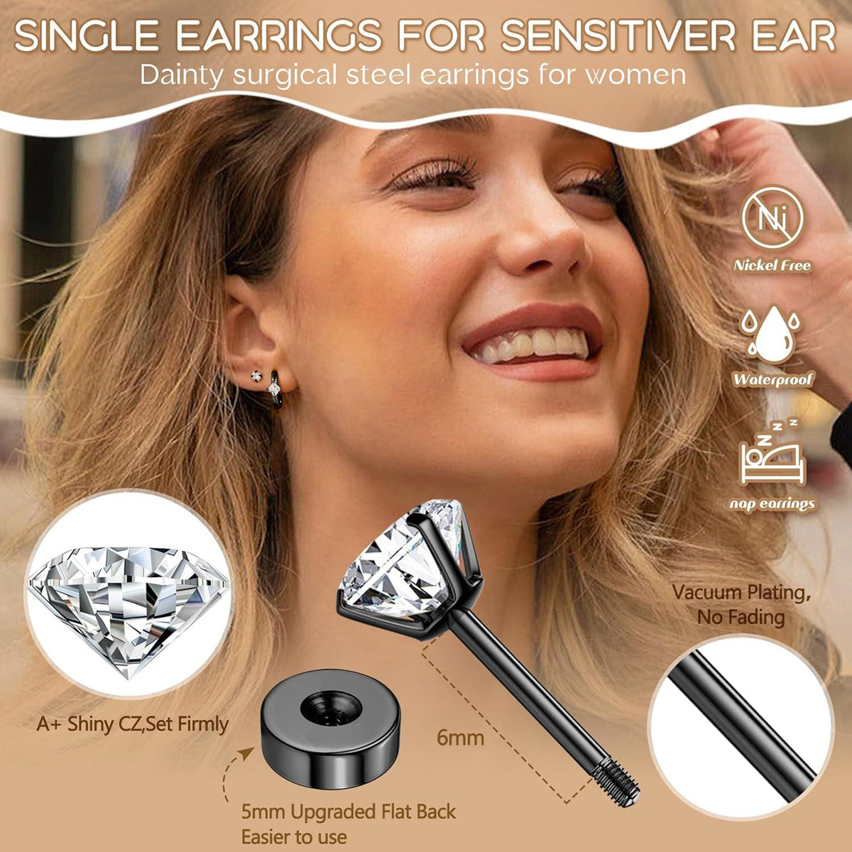 JeweBella Hypoallergen Helix Piercing Ohr Chirurgenstahl Ohrringe Set