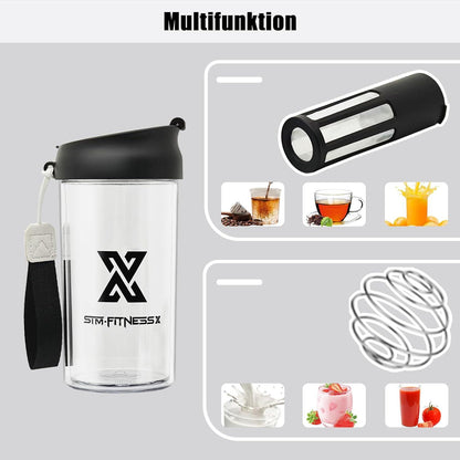 Protein Shaker Früchtebehälter Kaltgebrühte Kaffeetasse Schwarz 360ML