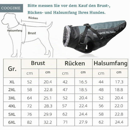 Wasserdichte Hundejacke Winter XL-6XL Schwarz 5XL mit Geschirr