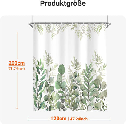 Duschvorhang Blätter 120x200cm Antischimmel Wasserdicht Textil - Grün