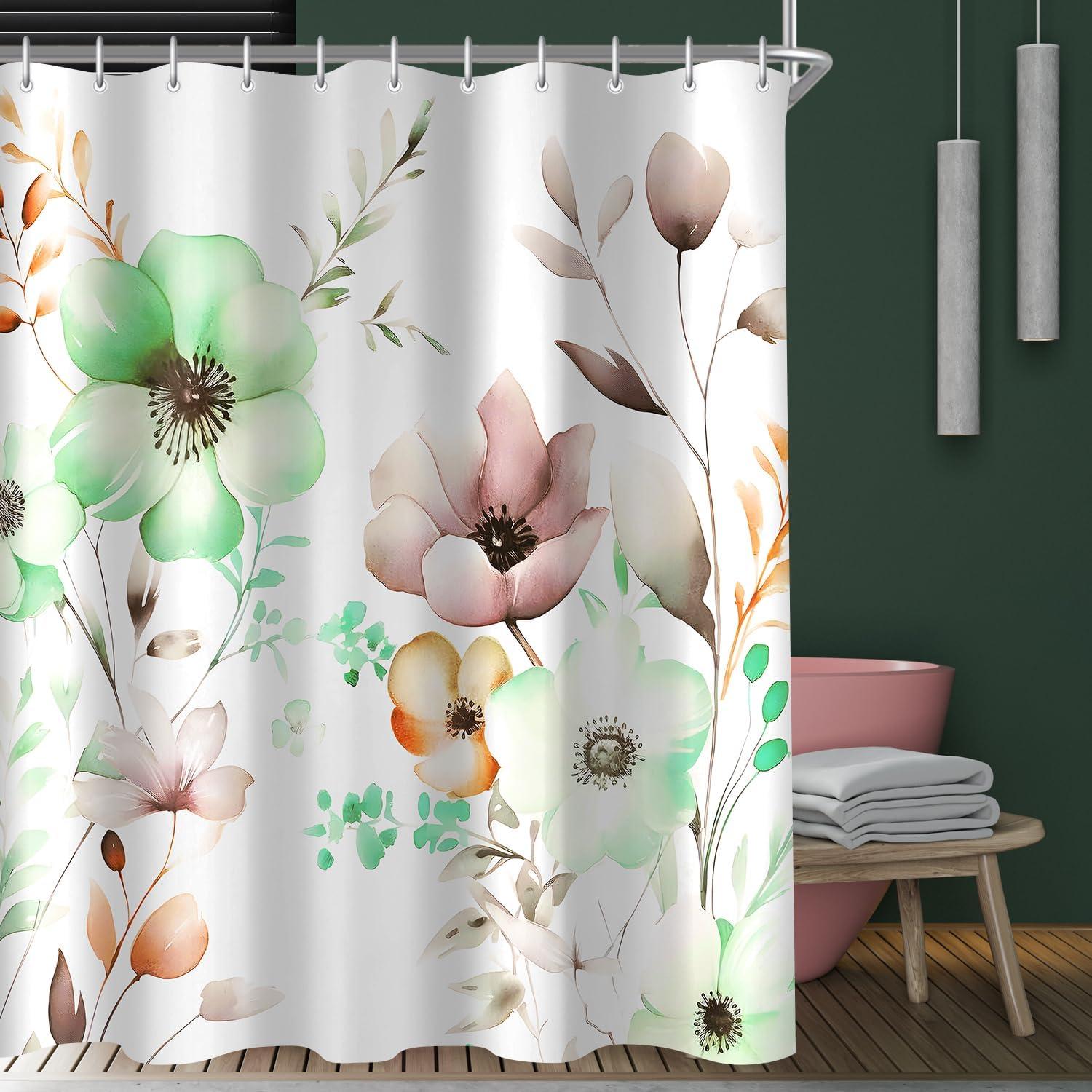 Duschvorhang Blumen Zeichnen Antischimmel Badevorhang 200x200cm