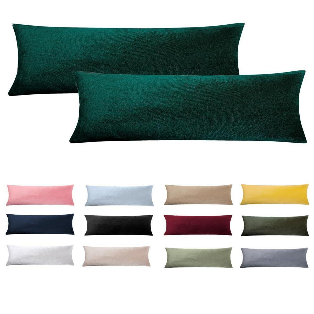 Seitenschläferkissenbezug 40x145 cm - Dunkelgrün Samt 2er Set